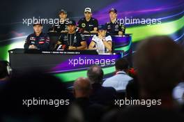 The FIA Press Conference (From back row (L to R)): Sergio Perez (MEX) Sahara Force India F1; Pastor Maldonado (VEN) Lotus F1 Team; Daniil Kvyat (RUS) Red Bull Racing; Max Verstappen (NLD) Scuderia Toro Rosso; Lewis Hamilton (GBR) Mercedes AMG F1; Felipe Massa (BRA) Williams.  04.06.2015. Formula 1 World Championship, Rd 7, Canadian Grand Prix, Montreal, Canada, Preparation Day.