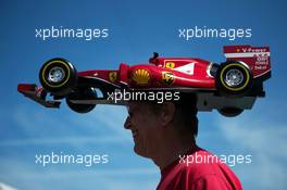 Ferrari fan with a car on his head. 04.06.2015. Formula 1 World Championship, Rd 7, Canadian Grand Prix, Montreal, Canada, Preparation Day.