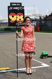 Grid girl. 12.04.2015. Formula 1 World Championship, Rd 3, Chinese Grand Prix, Shanghai, China, Race Day.