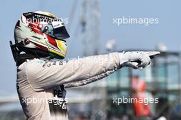 Race winner Lewis Hamilton (GBR) Mercedes AMG F1 W06 celebrates in parc ferme. 12.04.2015. Formula 1 World Championship, Rd 3, Chinese Grand Prix, Shanghai, China, Race Day.
