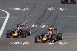 Daniil Kvyat (RUS) Red Bull Racing RB11 leads team mate Daniel Ricciardo (AUS) Red Bull Racing RB11. 12.04.2015. Formula 1 World Championship, Rd 3, Chinese Grand Prix, Shanghai, China, Race Day.
