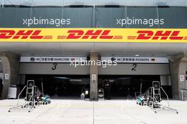 Mercedes AMG F1 pits. 09.04.2015. Formula 1 World Championship, Rd 3, Chinese Grand Prix, Shanghai, China, Preparation Day.