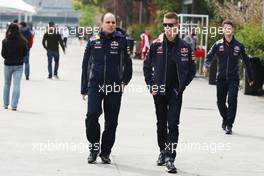 Daniil Kvyat (RUS) Red Bull Racing with Gianpiero Lambiase (ITA) Red Bull Racing Engineer. 09.04.2015. Formula 1 World Championship, Rd 3, Chinese Grand Prix, Shanghai, China, Preparation Day.