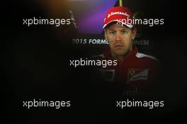 Sebastian Vettel (GER) Ferrari in the FIA Press Conference. 09.04.2015. Formula 1 World Championship, Rd 3, Chinese Grand Prix, Shanghai, China, Preparation Day.