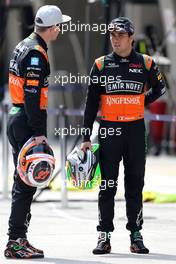 Sergio Perez (MEX), Sahara Force India and Nico Hulkenberg (GER), Sahara Force India  09.04.2015. Formula 1 World Championship, Rd 3, Chinese Grand Prix, Shanghai, China, Preparation Day.