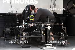 Mercedes AMG F1 W06 being prepared. 09.04.2015. Formula 1 World Championship, Rd 3, Chinese Grand Prix, Shanghai, China, Preparation Day.