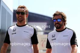 Jenson Button (GBR), McLaren Honda and Fernando Alonso (ESP), McLaren Honda  08.05.2015. Formula 1 World Championship, Rd 5, Spanish Grand Prix, Barcelona, Spain, Practice Day.