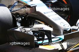 Mercedes AMG F1 W06 front wing detail. 08.05.2015. Formula 1 World Championship, Rd 5, Spanish Grand Prix, Barcelona, Spain, Practice Day.