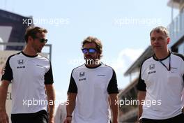 Jenson Button (GBR), McLaren Honda and Fernando Alonso (ESP), McLaren Honda  08.05.2015. Formula 1 World Championship, Rd 5, Spanish Grand Prix, Barcelona, Spain, Practice Day.