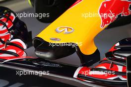Red Bull Racing RB11 nosecone. 08.05.2015. Formula 1 World Championship, Rd 5, Spanish Grand Prix, Barcelona, Spain, Practice Day.