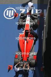 The Manor Marussia F1 Team MR03 of Will Stevens (GBR) Manor Marussia F1 Team. 08.05.2015. Formula 1 World Championship, Rd 5, Spanish Grand Prix, Barcelona, Spain, Practice Day.