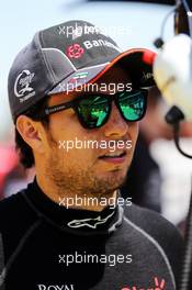 Sergio Perez (MEX) Sahara Force India F1 on the grid. 10.05.2015. Formula 1 World Championship, Rd 5, Spanish Grand Prix, Barcelona, Spain, Race Day.