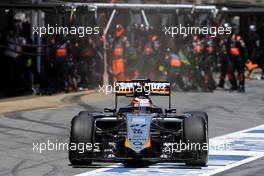 Nico Hulkenberg (GER), Sahara Force India during pitstop 10.05.2015. Formula 1 World Championship, Rd 5, Spanish Grand Prix, Barcelona, Spain, Race Day.