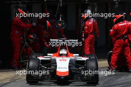 Will Stevens (GBR), Manor F1 Team during pitstop 10.05.2015. Formula 1 World Championship, Rd 5, Spanish Grand Prix, Barcelona, Spain, Race Day.