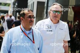 Sheikh Mohammed bin Essa Al Khalifa (BRN) CEO of the Bahrain Economic Development Board and McLaren Shareholder with Mansour Ojjeh, McLaren shareholder. 09.05.2015. Formula 1 World Championship, Rd 5, Spanish Grand Prix, Barcelona, Spain, Qualifying Day.