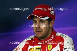 Sebastian Vettel (GER) Ferrari in the FIA Press Conference. 09.05.2015. Formula 1 World Championship, Rd 5, Spanish Grand Prix, Barcelona, Spain, Qualifying Day.