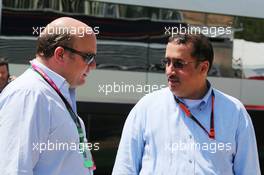 (L to R): David Webb (GBR) Just Marketing International (JMI) President with Sheikh Mohammed bin Essa Al Khalifa (BRN) CEO of the Bahrain Economic Development Board and McLaren Shareholder. 09.05.2015. Formula 1 World Championship, Rd 5, Spanish Grand Prix, Barcelona, Spain, Qualifying Day.