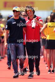Felipe Nasr (BRA), Sauber F1 Team and Roberto Merhi (SPA), Manor F1 Team  10.05.2015. Formula 1 World Championship, Rd 5, Spanish Grand Prix, Barcelona, Spain, Race Day.
