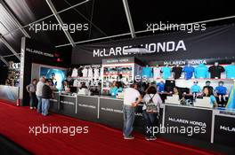 McLaren Merchandise Stand. 07.05.2015. Formula 1 World Championship, Rd 5, Spanish Grand Prix, Barcelona, Spain, Preparation Day.