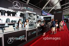 Mercedes AMG F1 Merchandise Stand. 07.05.2015. Formula 1 World Championship, Rd 5, Spanish Grand Prix, Barcelona, Spain, Preparation Day.