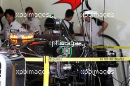 McLaren MP4-30 being prepared in the pit garage. 07.05.2015. Formula 1 World Championship, Rd 5, Spanish Grand Prix, Barcelona, Spain, Preparation Day.