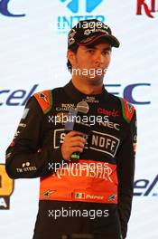 Sergio Perez (MEX) Sahara Force India F1. 21.01.2015.  Force India F1 Team Livery Reveal, Soumaya Museum, Mexico City, Mexico.