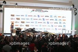 The Sahara Force India F1 Team 2015 livery is revealed. 21.01.2015.  Force India F1 Team Livery Reveal, Soumaya Museum, Mexico City, Mexico.