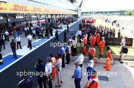 The circuit observes a minute's silence in memory of the 38 victims of the Tunisia attack. 03.07.2015. Formula 1 World Championship, Rd 9, British Grand Prix, Silverstone, England, Practice Day.
