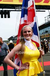 Grid girl. 05.07.2015. Formula 1 World Championship, Rd 9, British Grand Prix, Silverstone, England, Race Day.