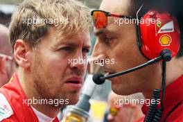Sebastian Vettel (GER) Ferrari on the grid. 05.07.2015. Formula 1 World Championship, Rd 9, British Grand Prix, Silverstone, England, Race Day.