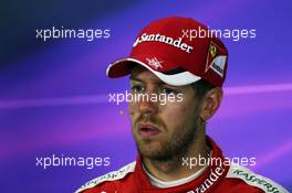 Sebastian Vettel (GER) Ferrari in the FIA Press Conference. 05.07.2015. Formula 1 World Championship, Rd 9, British Grand Prix, Silverstone, England, Race Day.