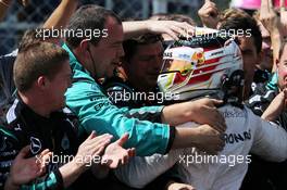 Race winner Lewis Hamilton (GBR) Mercedes AMG F1 celebrates in parc ferme. 05.07.2015. Formula 1 World Championship, Rd 9, British Grand Prix, Silverstone, England, Race Day.