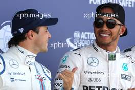 Lewis Hamilton (GBR), Mercedes AMG F1 Team and Felipe Massa (BRA), Williams F1 Team  04.07.2015. Formula 1 World Championship, Rd 9, British Grand Prix, Silverstone, England, Qualifying Day.
