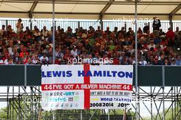 A flag from Lewis Hamilton (GBR) Mercedes AMG F1 fans. 04.07.2015. Formula 1 World Championship, Rd 9, British Grand Prix, Silverstone, England, Qualifying Day.