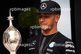 Lewis Hamilton (GBR) Mercedes AMG F1 receives the Hawthorn Memorial Trophy. 02.07.2015. Formula 1 World Championship, Rd 9, British Grand Prix, Silverstone, England, Preparation Day.