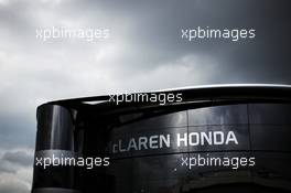 The McLaren motorhome. 02.07.2015. Formula 1 World Championship, Rd 9, British Grand Prix, Silverstone, England, Preparation Day.