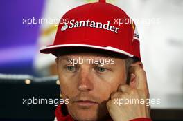 Kimi Raikkonen (FIN) Ferrari in the FIA Press Conference. 02.07.2015. Formula 1 World Championship, Rd 9, British Grand Prix, Silverstone, England, Preparation Day.