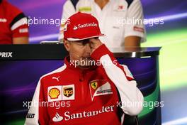 Kimi Raikkonen (FIN) Ferrari in the FIA Press Conference. 02.07.2015. Formula 1 World Championship, Rd 9, British Grand Prix, Silverstone, England, Preparation Day.