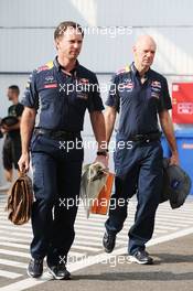 (L to R): Christian Horner (GBR) Red Bull Racing Team Principal with Adrian Newey (GBR) Red Bull Racing Chief Technical Officer. 24.07.2015. Formula 1 World Championship, Rd 10, Hungarian Grand Prix, Budapest, Hungary, Practice Day.