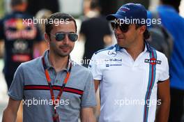 Felipe Massa (BRA) Williams (Right) with Nicolas Todt (FRA) Driver Manager. 24.07.2015. Formula 1 World Championship, Rd 10, Hungarian Grand Prix, Budapest, Hungary, Practice Day.