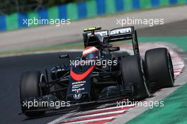 Jenson Button (GBR) McLaren MP4-30. 24.07.2015. Formula 1 World Championship, Rd 10, Hungarian Grand Prix, Budapest, Hungary, Practice Day.