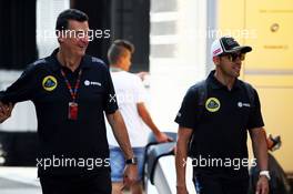 (L to R): Federico Gastaldi (ARG) Lotus F1 Team Deputy Team Principal with Pastor Maldonado (VEN) Lotus F1 Team. 24.07.2015. Formula 1 World Championship, Rd 10, Hungarian Grand Prix, Budapest, Hungary, Practice Day.