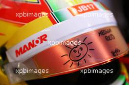 The helmet of Roberto Merhi (ESP) Manor Marussia F1 Team. 24.07.2015. Formula 1 World Championship, Rd 10, Hungarian Grand Prix, Budapest, Hungary, Practice Day.