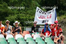 A fans' banner carries a tribute to Jules Bianchi. 24.07.2015. Formula 1 World Championship, Rd 10, Hungarian Grand Prix, Budapest, Hungary, Practice Day.