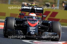 Jenson Button (GBR) McLaren MP4-30. 24.07.2015. Formula 1 World Championship, Rd 10, Hungarian Grand Prix, Budapest, Hungary, Practice Day.