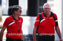 (L to R): Graeme Lowdon (GBR) Manor Marussia F1 Team Chief Executive Officer with John Booth (GBR) Manor Marussia F1 Team Team Principal. 24.07.2015. Formula 1 World Championship, Rd 10, Hungarian Grand Prix, Budapest, Hungary, Practice Day.