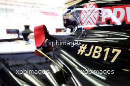 The Lotus F1 E23 carries a tribute to Jules Bianchi. 24.07.2015. Formula 1 World Championship, Rd 10, Hungarian Grand Prix, Budapest, Hungary, Practice Day.