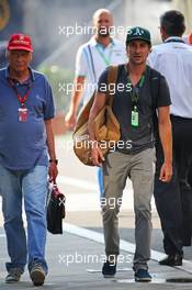 (L to R): Niki Lauda (AUT) Mercedes Non-Executive Chairman with his son Mathias Lauda (AUT). 24.07.2015. Formula 1 World Championship, Rd 10, Hungarian Grand Prix, Budapest, Hungary, Practice Day.