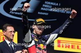 Daniil Kvyat (RUS) Red Bull Racing celebrates his second position on the podium. 26.07.2015. Formula 1 World Championship, Rd 10, Hungarian Grand Prix, Budapest, Hungary, Race Day.