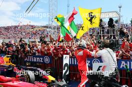 Race winner Sebastian Vettel (GER) Ferrari celebrates in parc ferme. 26.07.2015. Formula 1 World Championship, Rd 10, Hungarian Grand Prix, Budapest, Hungary, Race Day.